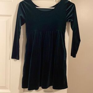 Old Navy long sleeve green velvet dress for girls size 8.